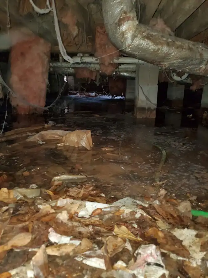 Crawl space flood assessment for Commercial Water Damage Restoration in Upper Deerfield